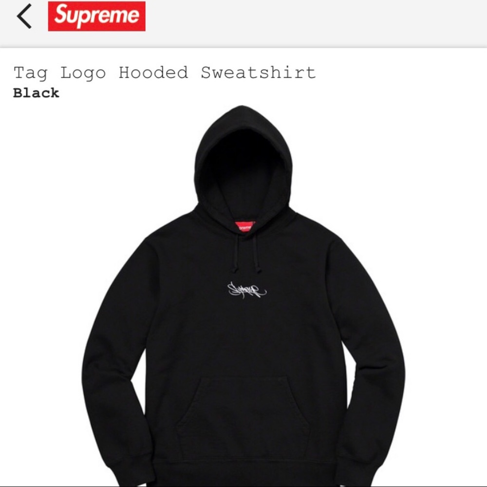 Supreme Tag Logo Hooded Sweatshirt